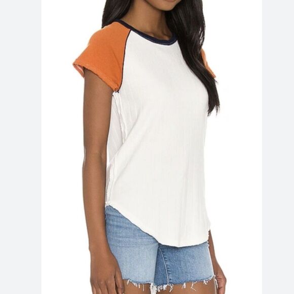 FREE PEOPLE WE THE FREE BLOCK IT BABY TEE White Size Large - Picture 3 of 8